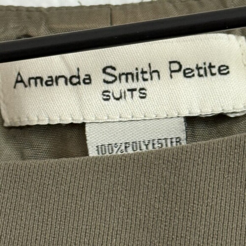 Amanda Smith Olive Green Blazer Top Suit Set 6P Workwear Old Money Dark Academia - Picture 12 of 12